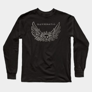 ILLUMINATIO Winged Sun Woodcut Retro Distressed Art Long Sleeve T-Shirt